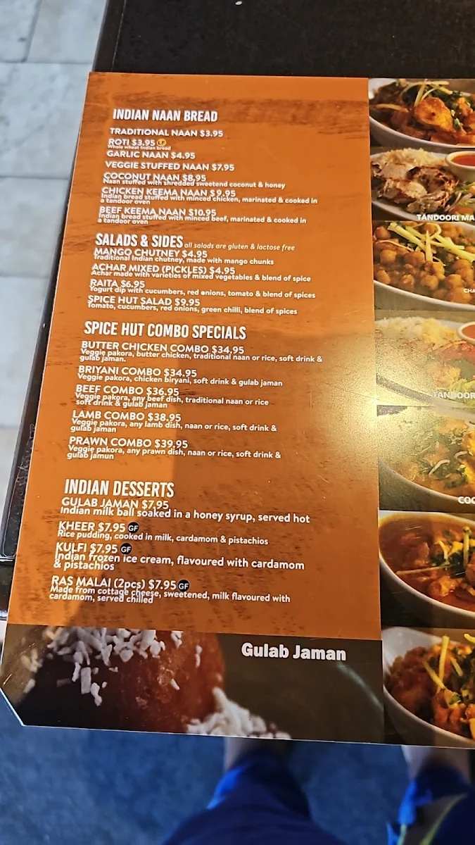 Menu, Spice Hut Indian Cuisine.