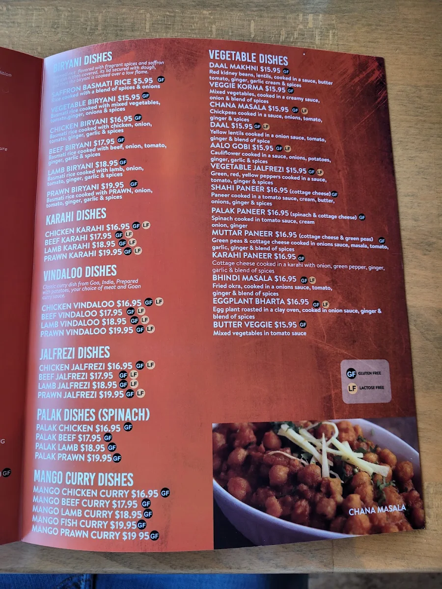 Menu, Spice Hut Indian Cuisine.