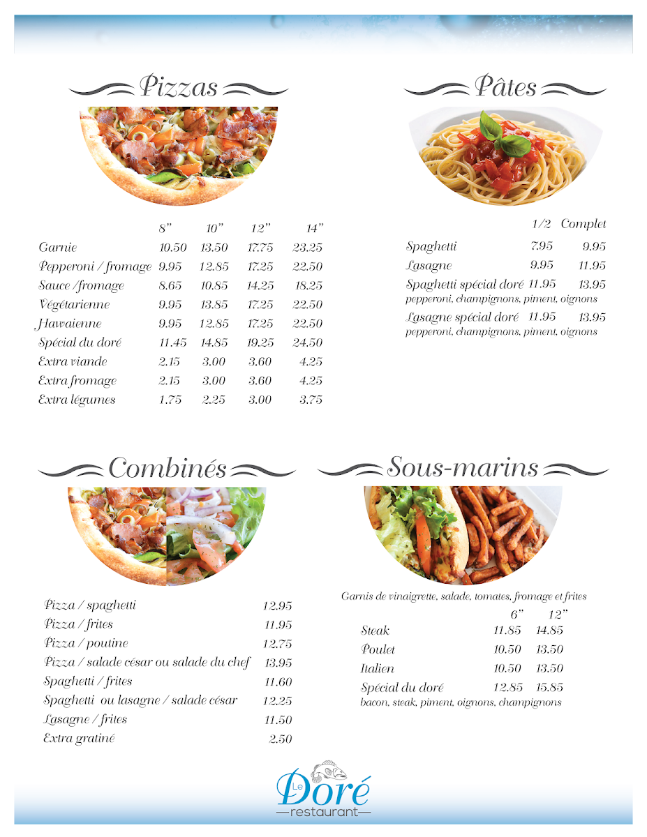 Menu, Restaurant le Doré