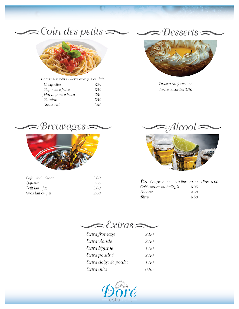 Menu, Restaurant le Doré
