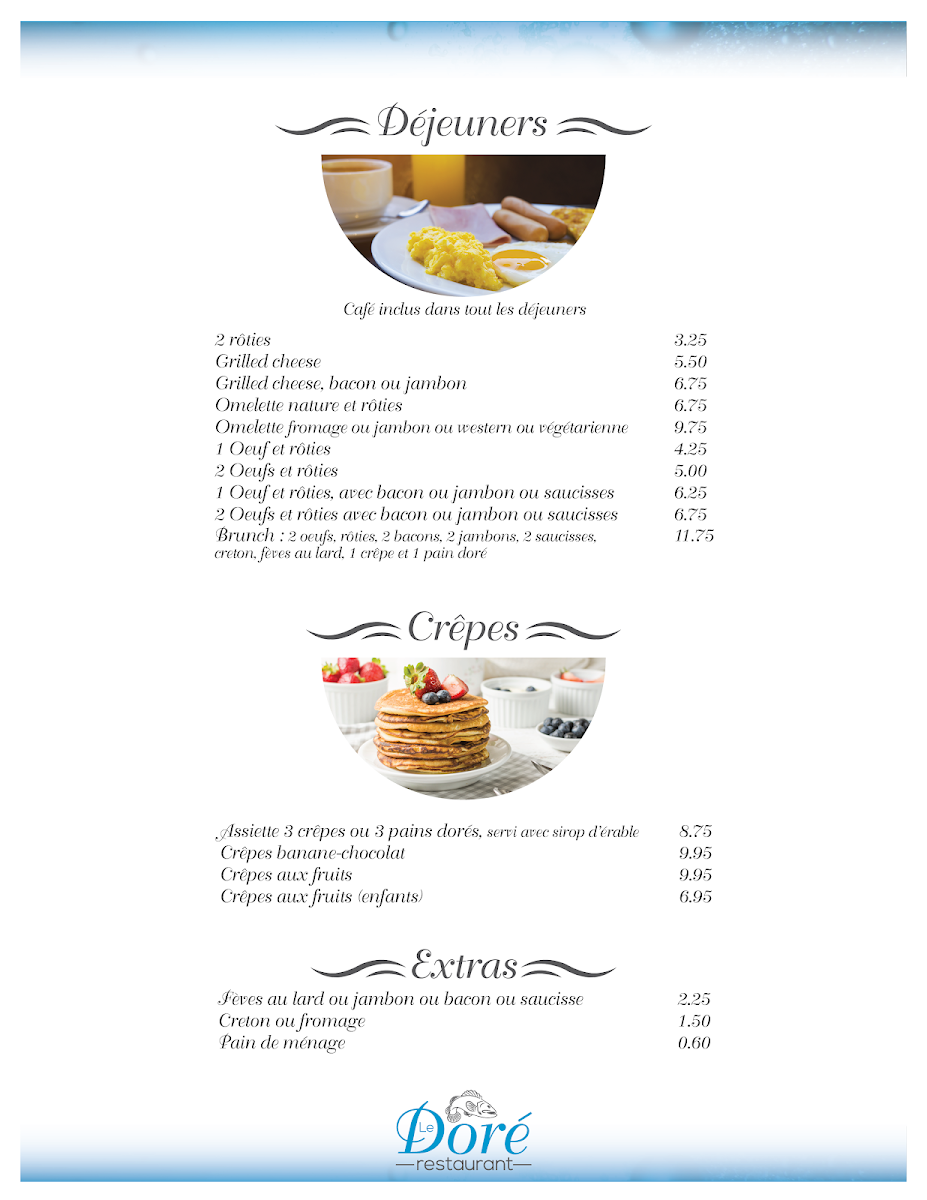 Menu, Restaurant le Doré