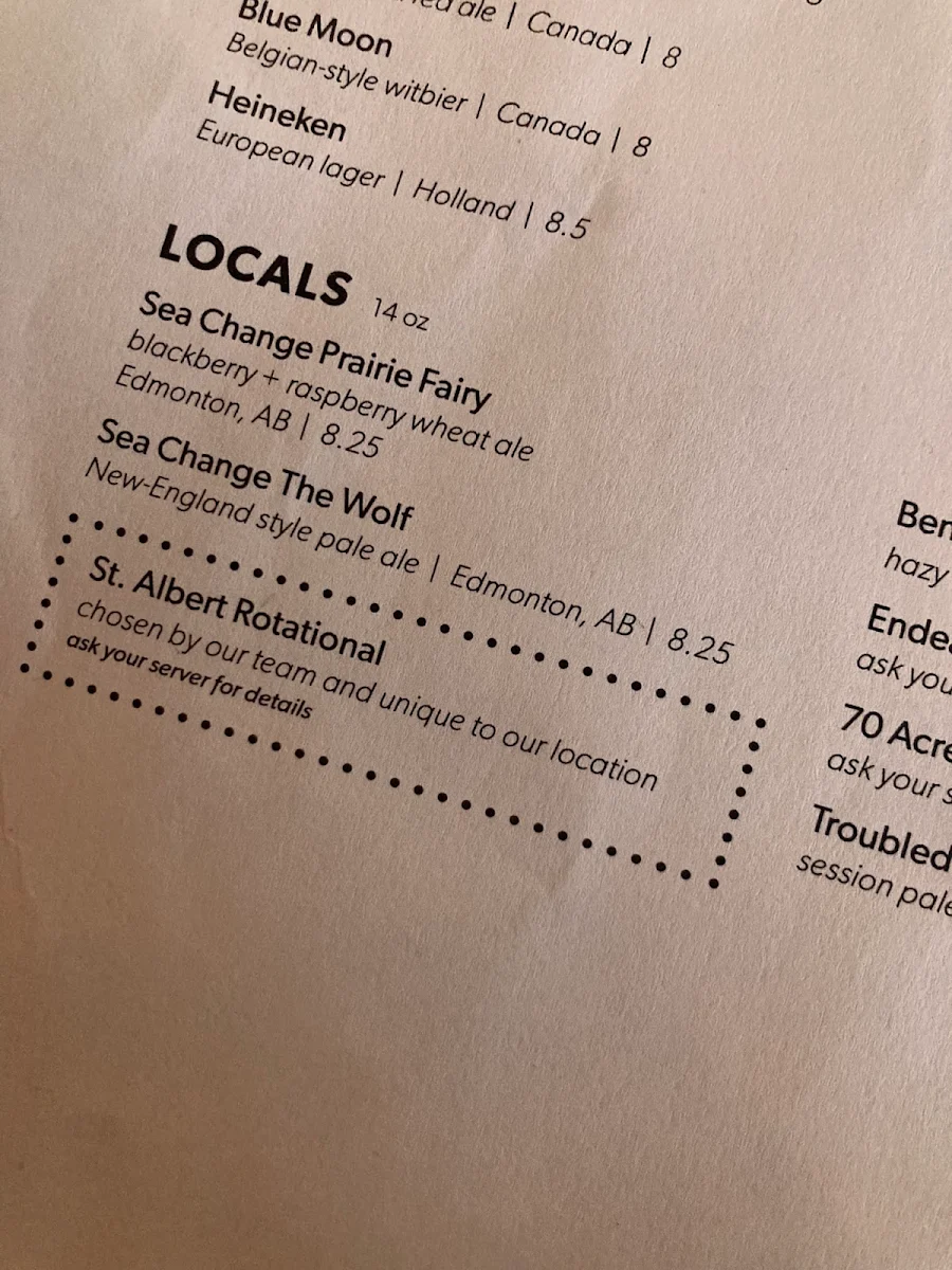 Menu, Central Social Hall