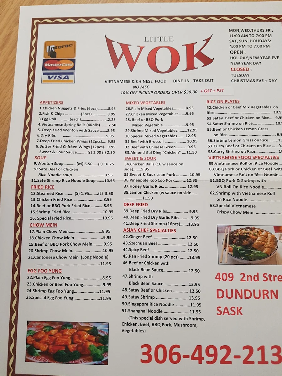 Menu, Little Wok
