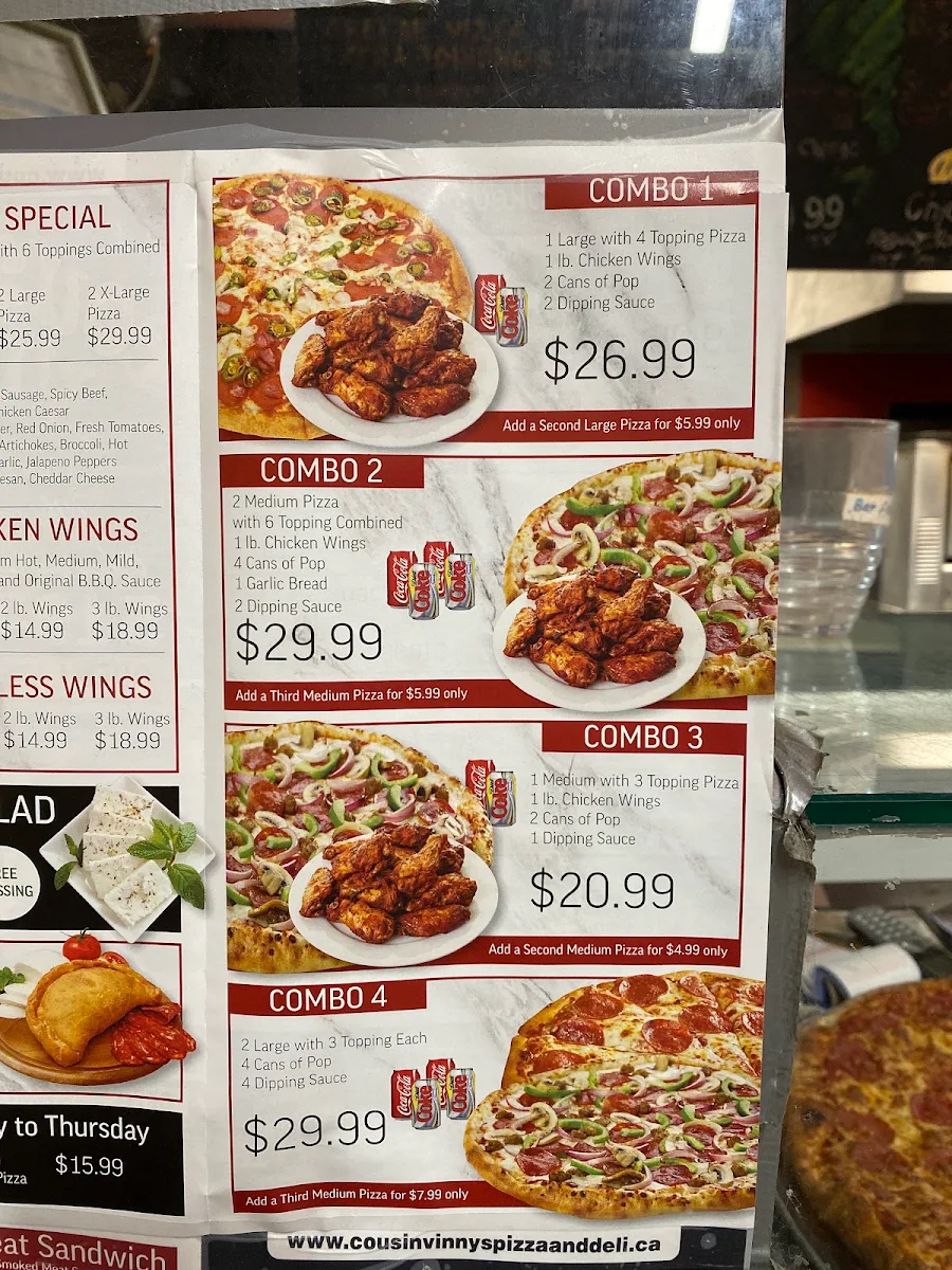 Menu, Cousin Vinny's Pizza & Deli