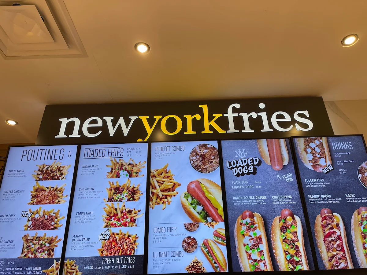 Menu, New York Fries Halifax Shopping Centre