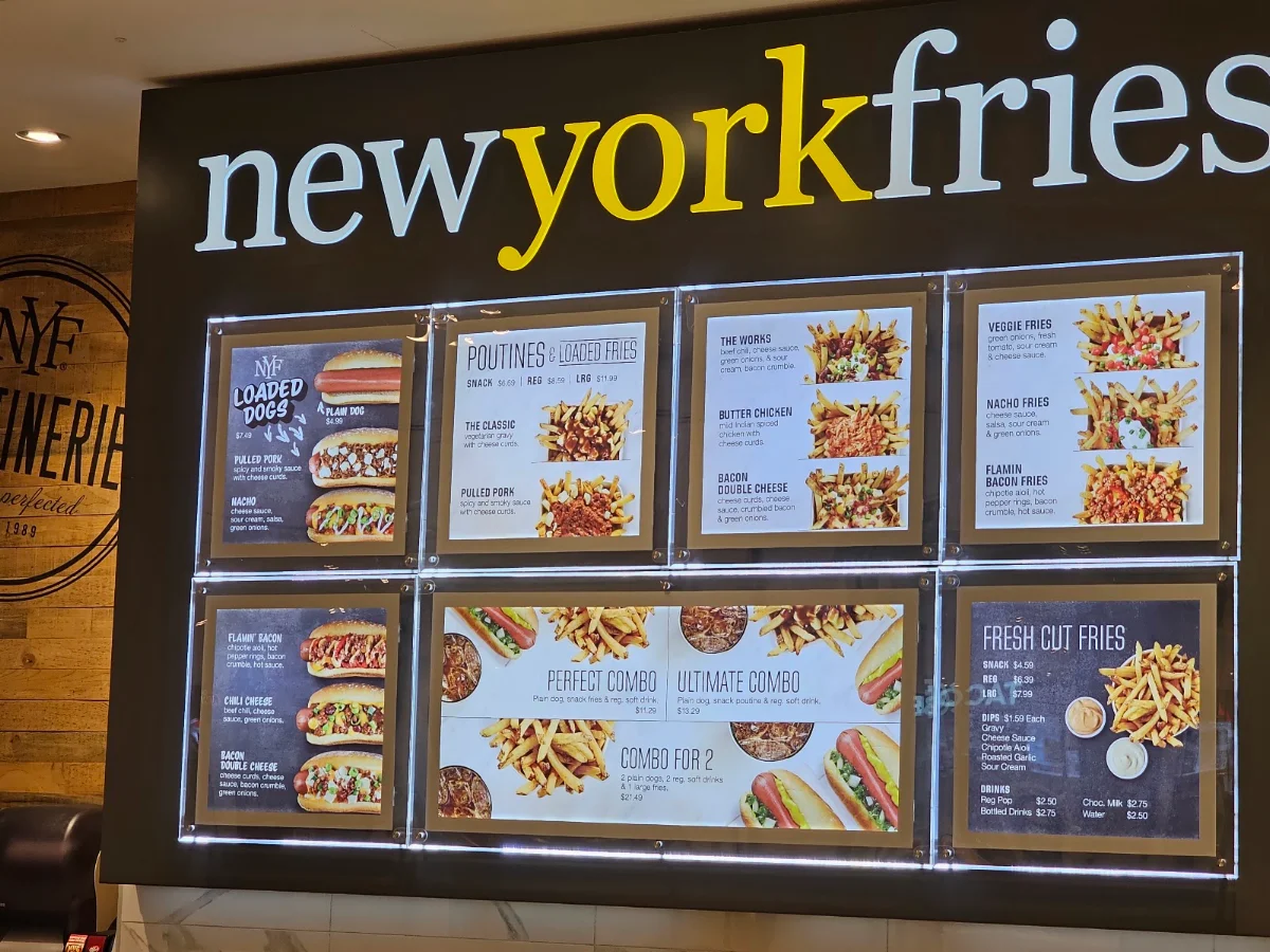 Menu, New York Fries Halifax Shopping Centre