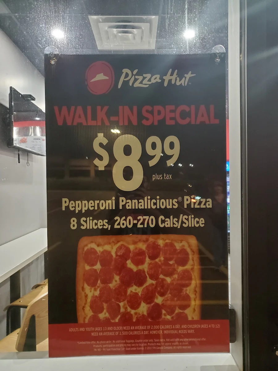 Menu, Pizza Hut