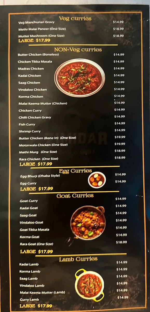 Menu, Zimidar Bar&Grill Airport