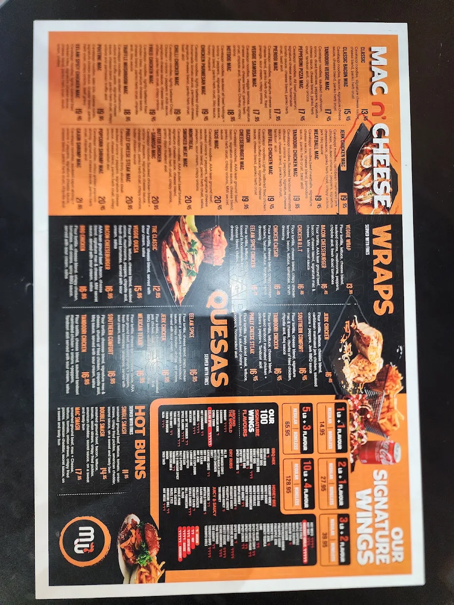 Menu, Mac N' Wings