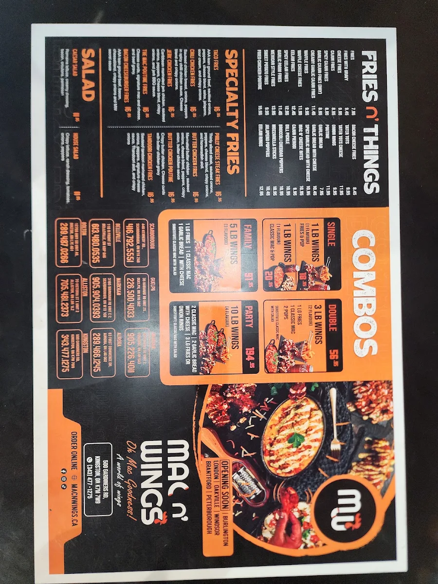 Menu, Mac N' Wings