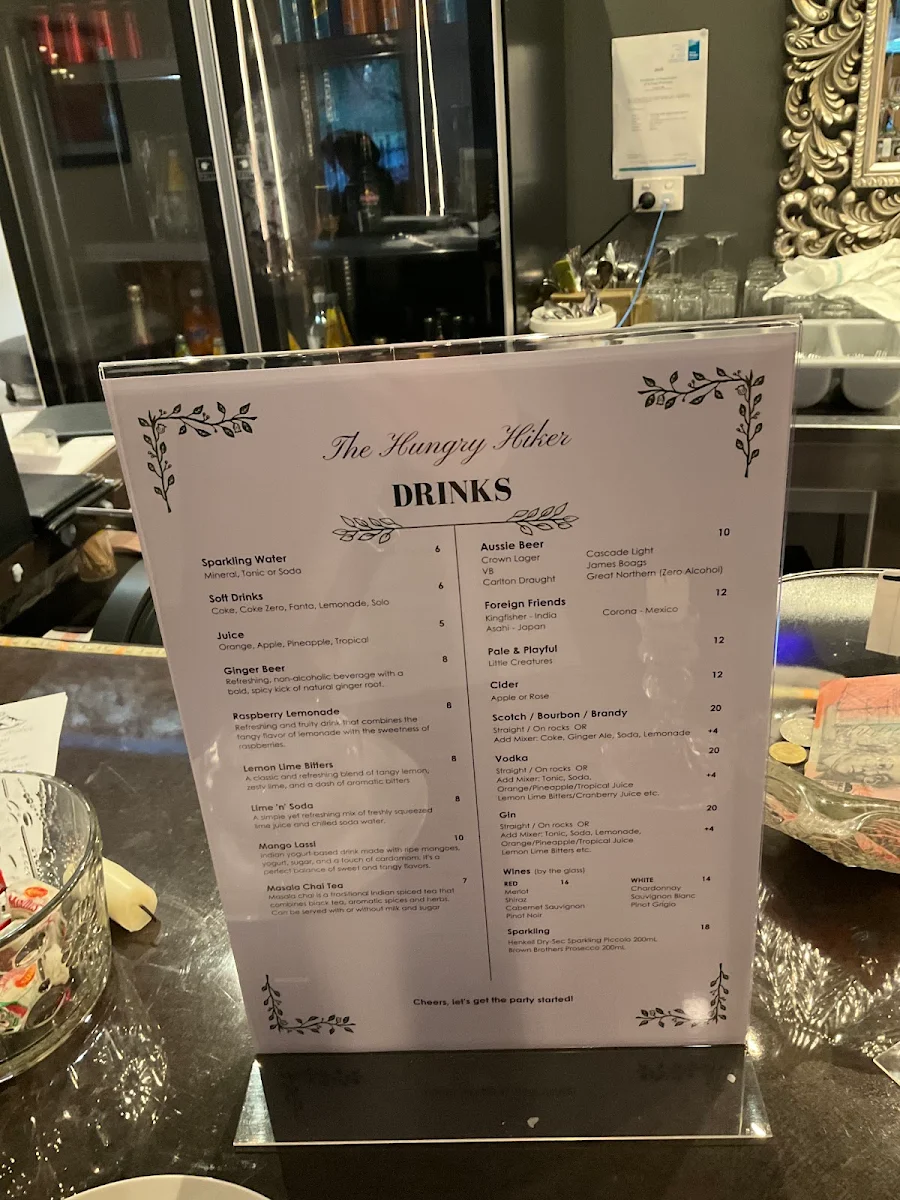 Menu, The Hungry Hiker Indian & Nepali Restaurant