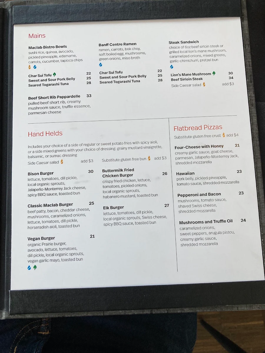 Menu, Maclab Bistro