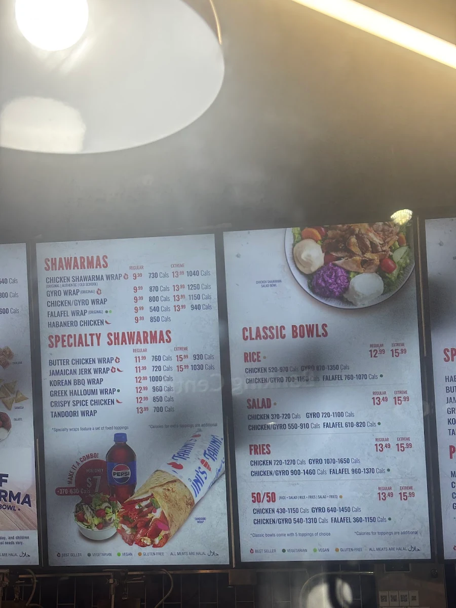 Menu, Tahini's Shawarma