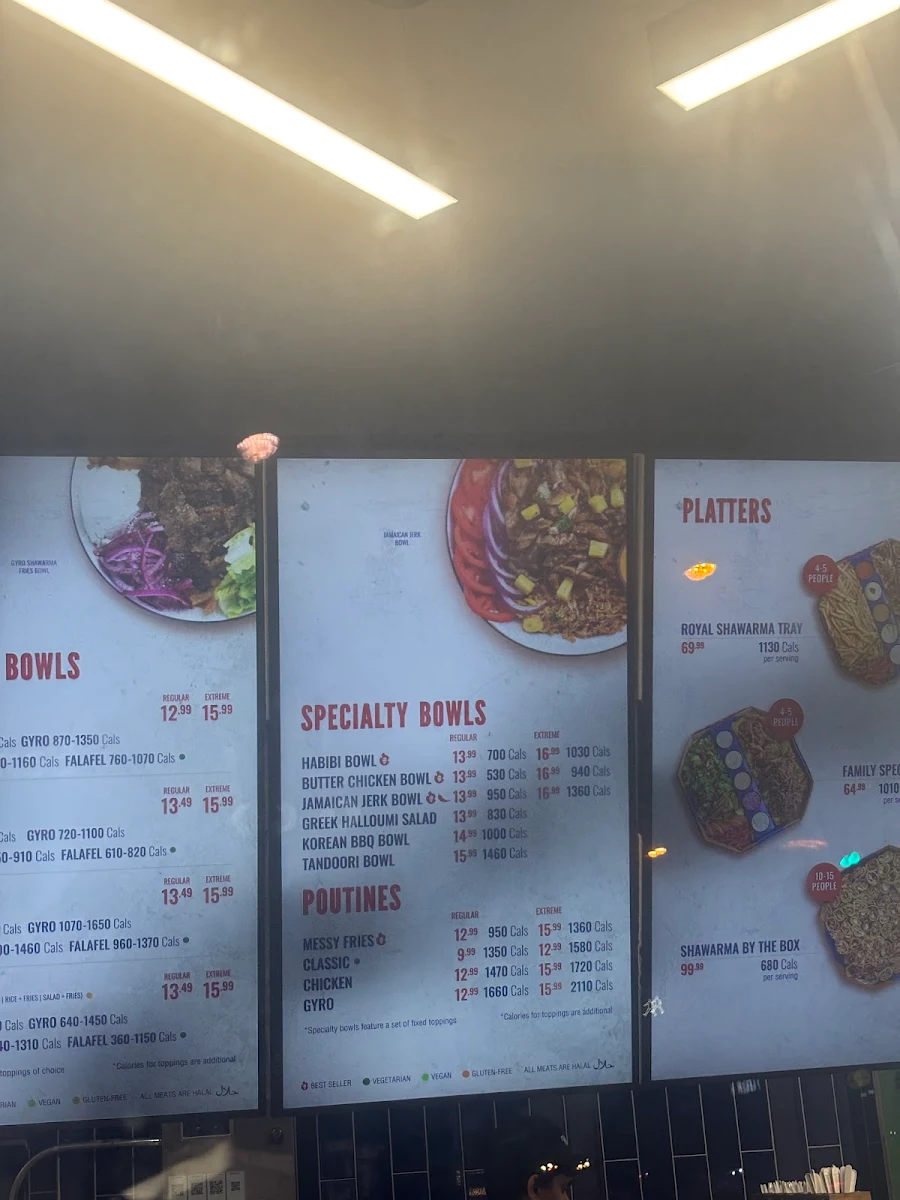 Menu, Tahini's Shawarma