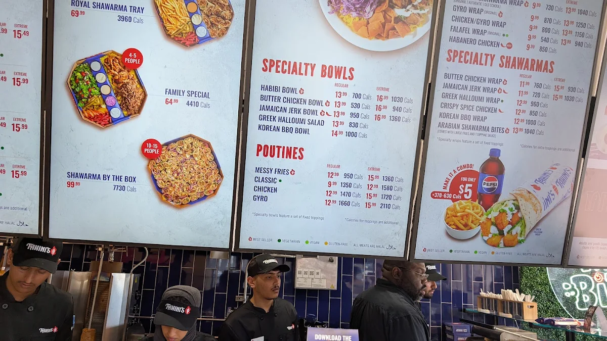 Menu, Tahini's Shawarma