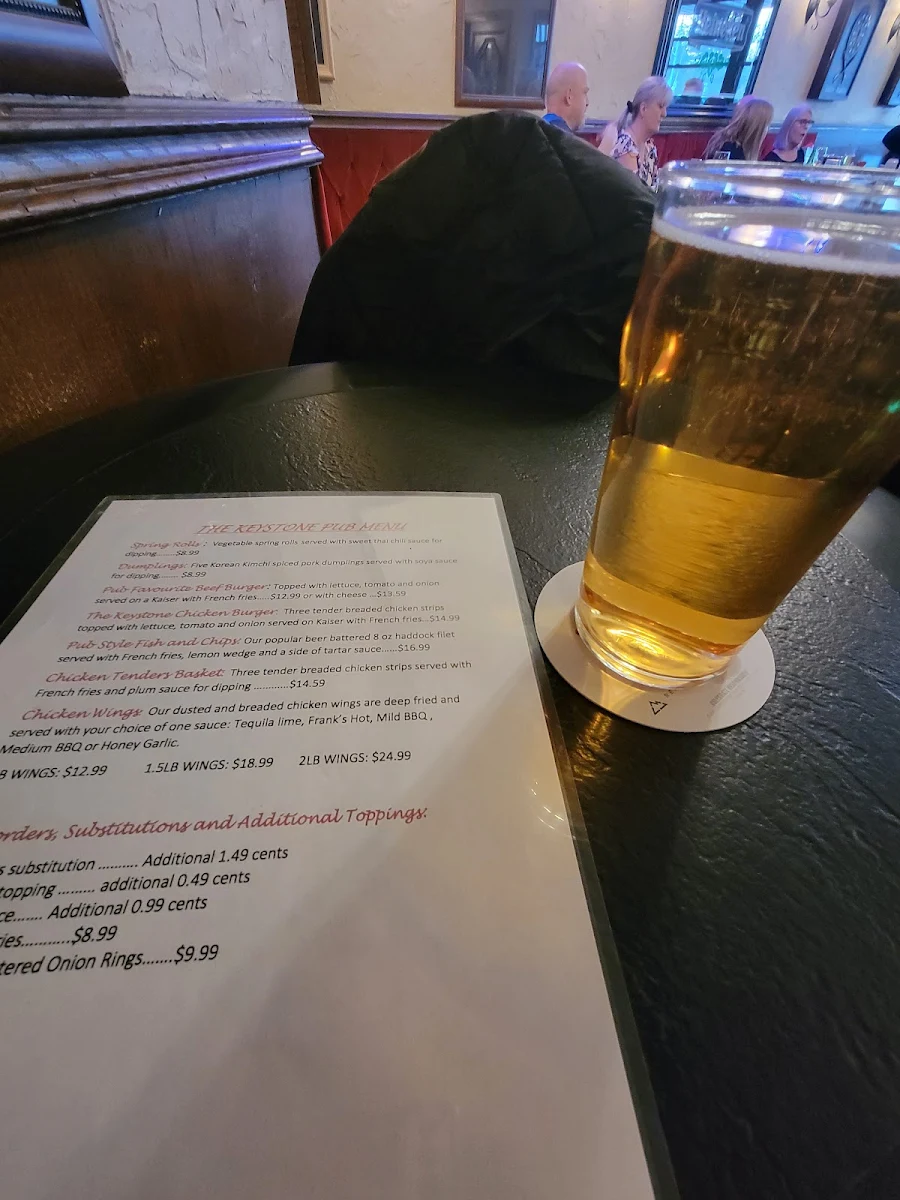 Menu, The Keystone Pub