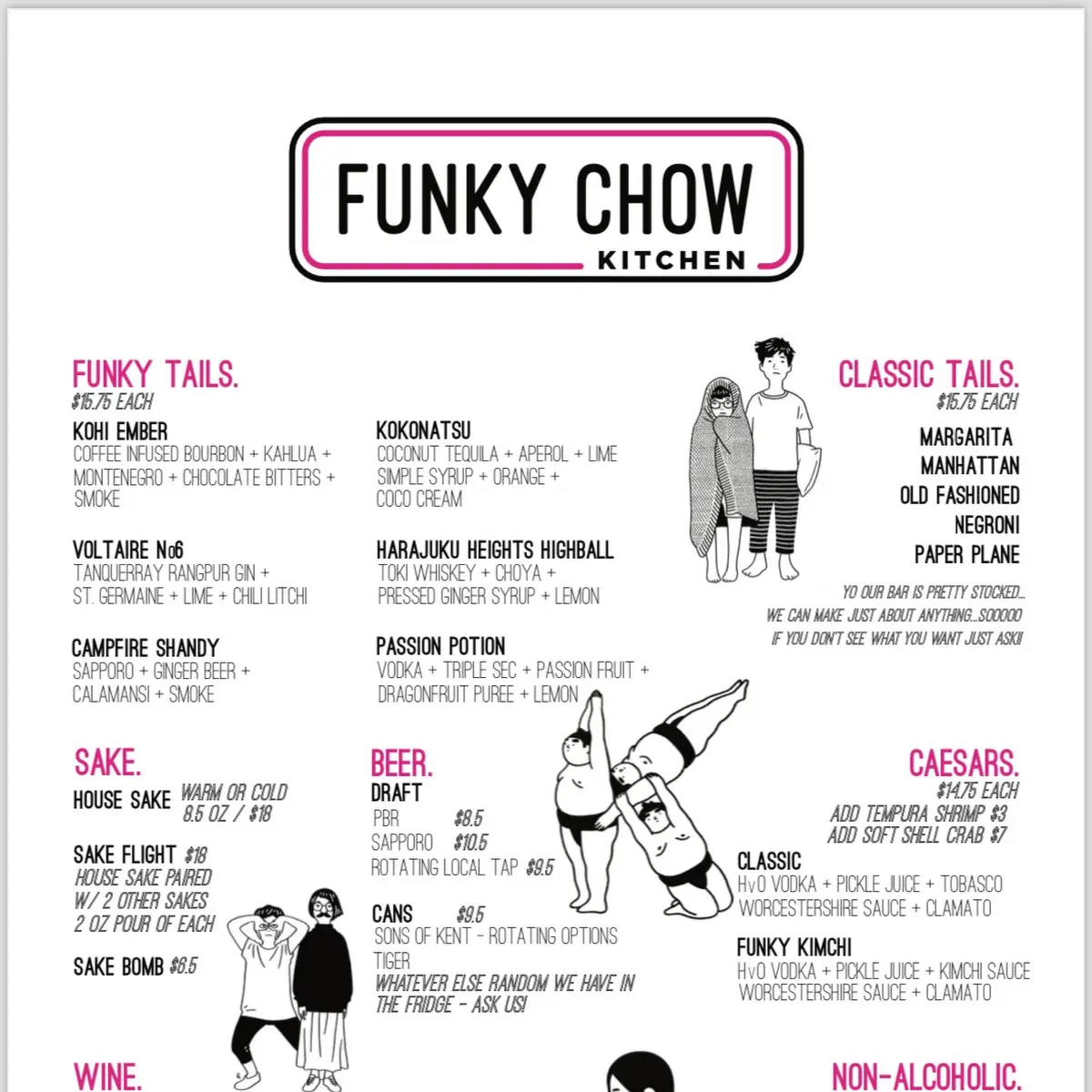 Menu, Funky Chow Kitchen