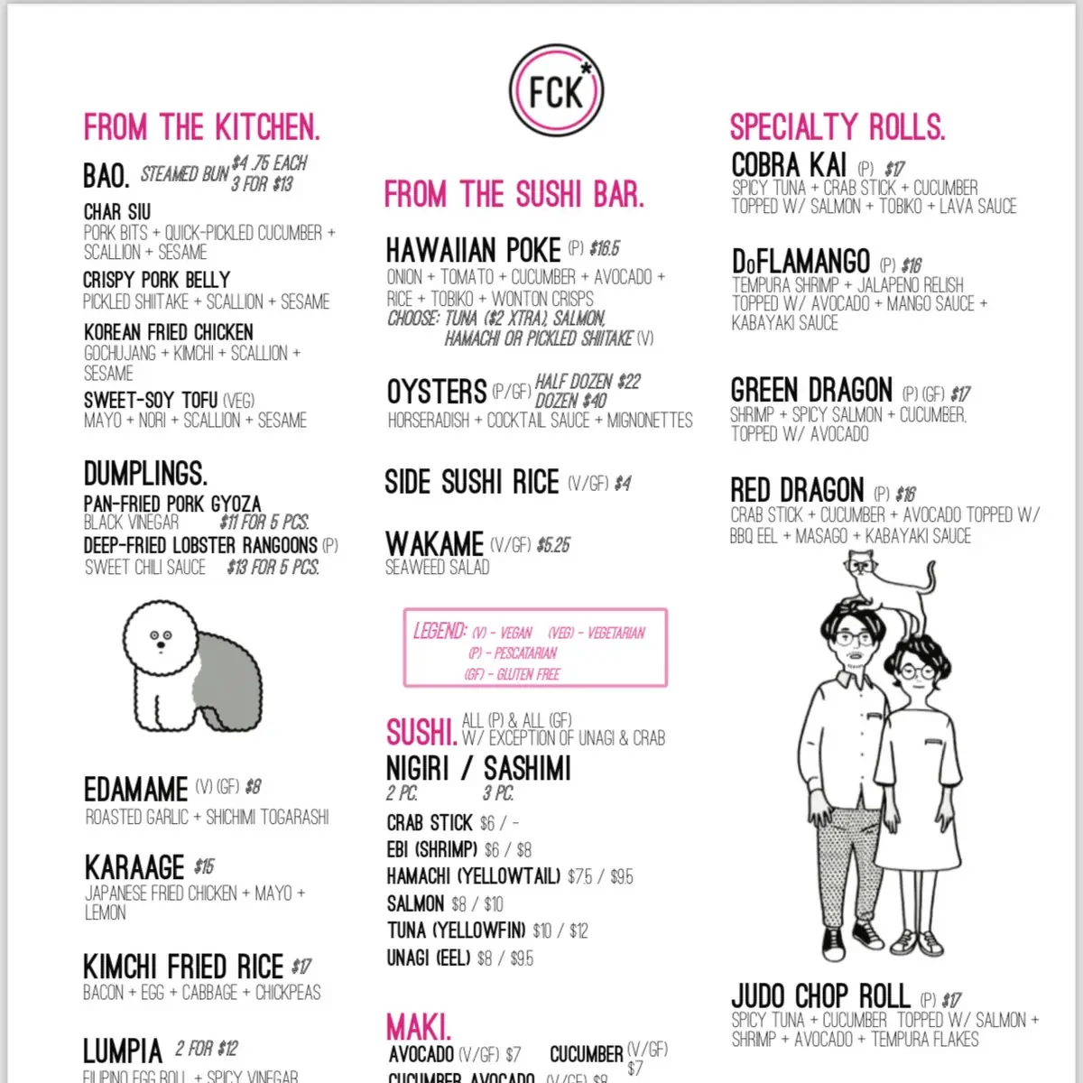 Menu, Funky Chow Kitchen