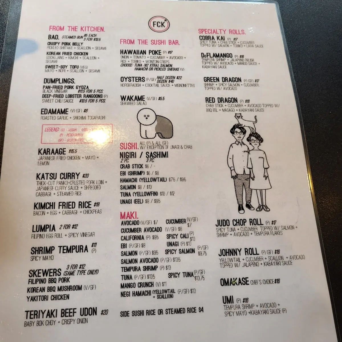 Menu, Funky Chow Kitchen