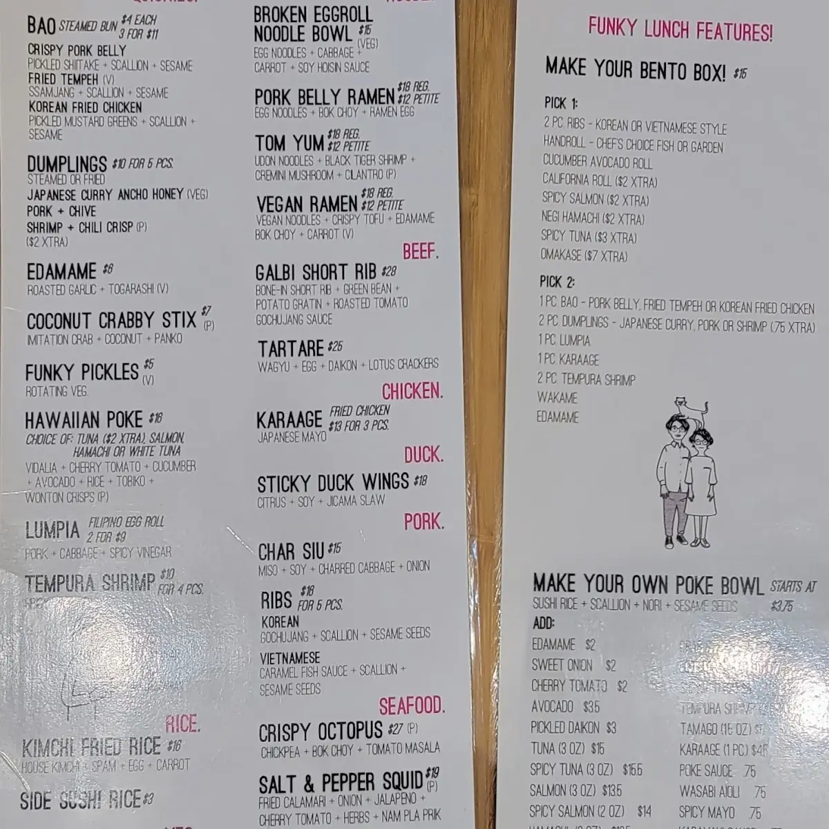 Menu, Funky Chow Kitchen