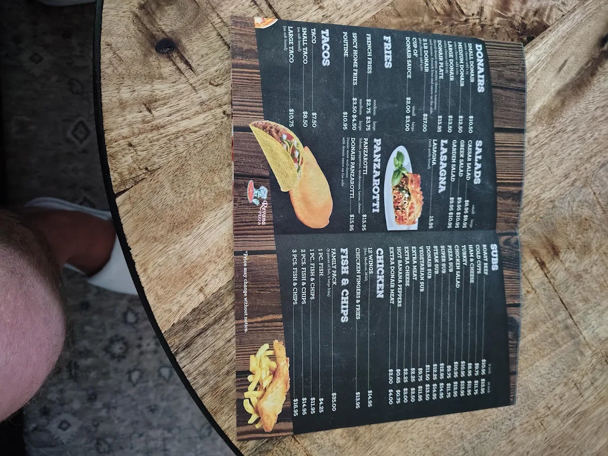 Menu, Revana Pizza Dartmouth
