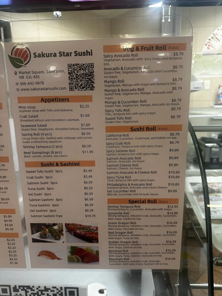 Menu, Sakura Star Sushi
