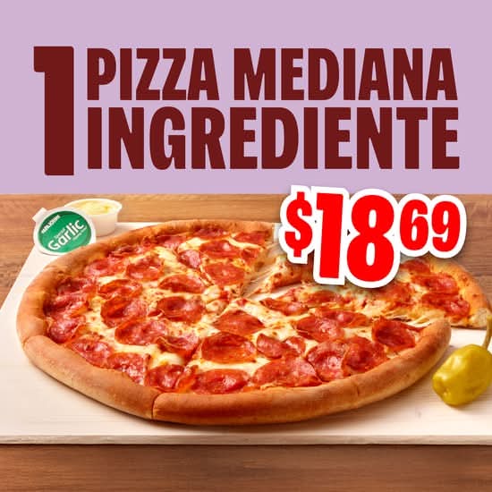 Una pizza mediana con un ingrediente