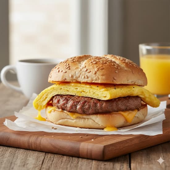 Sausage, Egg & Cheese on Roll