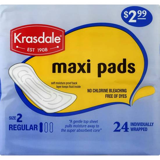 Krasdale Maxi Pads Regular Size 2 (24 pack)