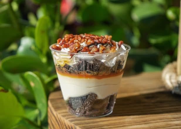 Home-Made Turtle Pie in a cup