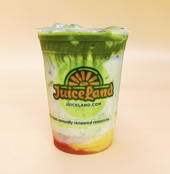 MANGO STRAWBERRY PASSIONFRUIT ICED MATCHA LATTE