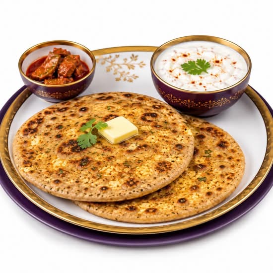 Paneer Paranthas (2 pcs) with Yogurt