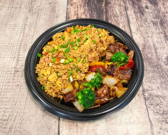Fried Rice with Beef Teriyaki + Soda