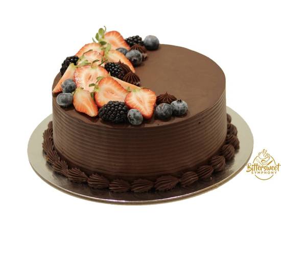 Chocolate Cake with Side Decoration of Berries