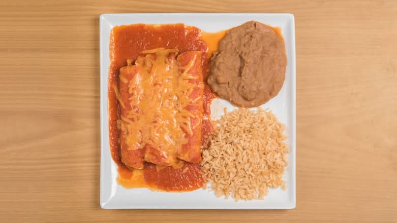 1 Enchilada, Rice & Refried Beans