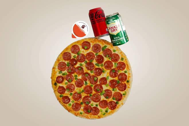 Medium Pizza, Pop & Dip