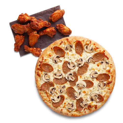 Small Sausage Mushroom Melt + Chicken Wings (10 Wings)