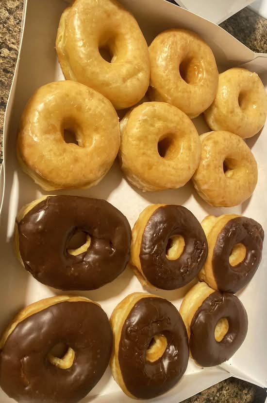 Half Glazed and Half Chocolate Donuts (Dozen)