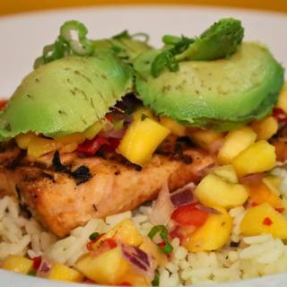 Grilled Salmon Avocado Bowl