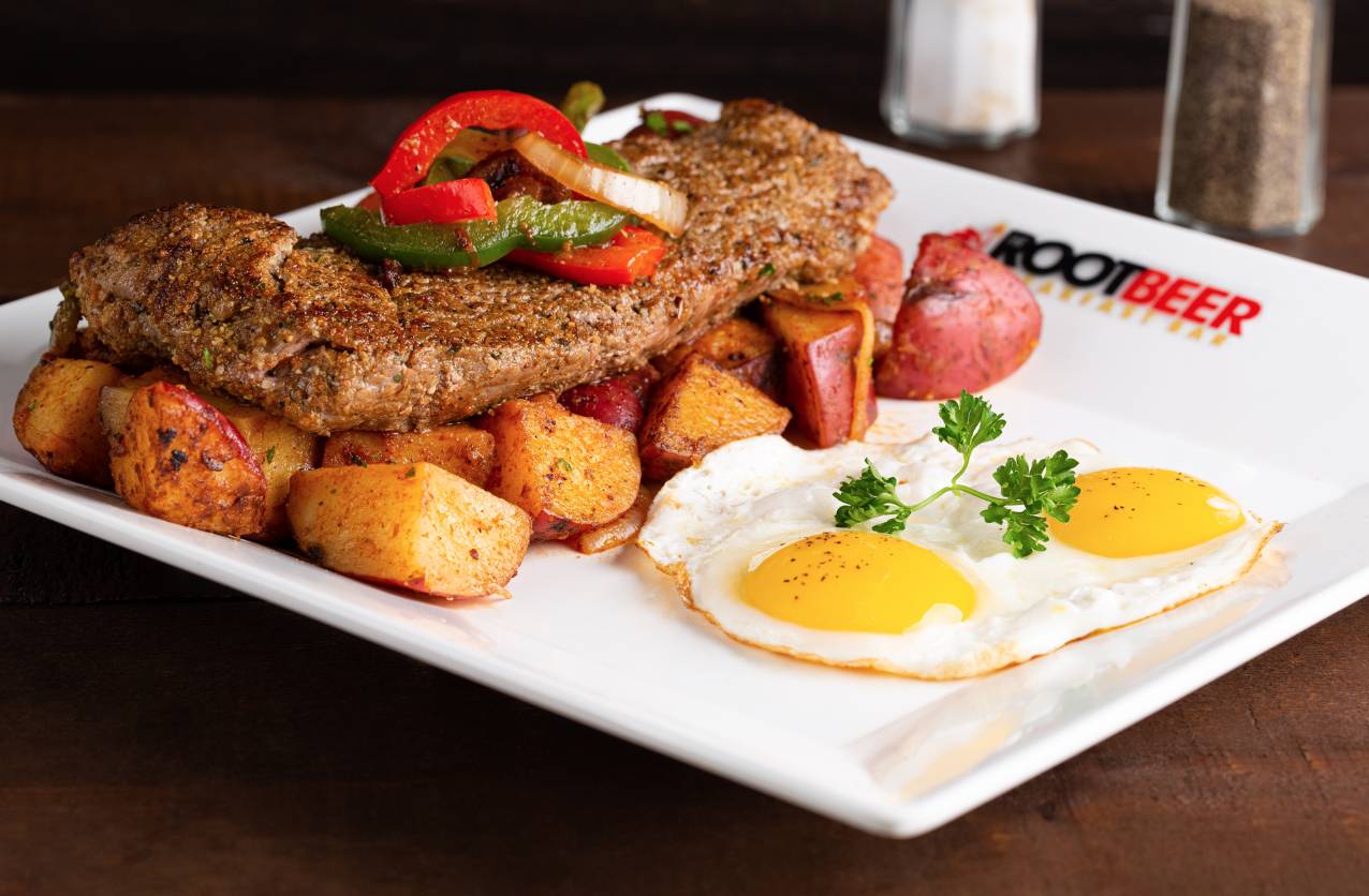 Steak And Eggs Sunny Side Up