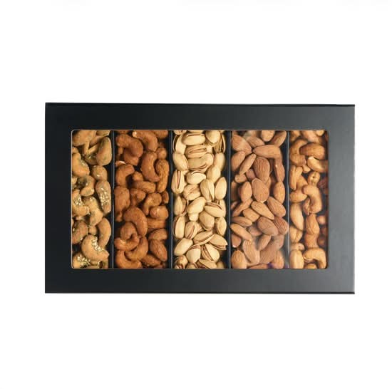 5 Hole Assorted Roasted And Flavored Nuts Gift Tray