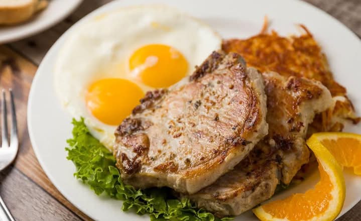 Grilled Pork Chops & Eggs