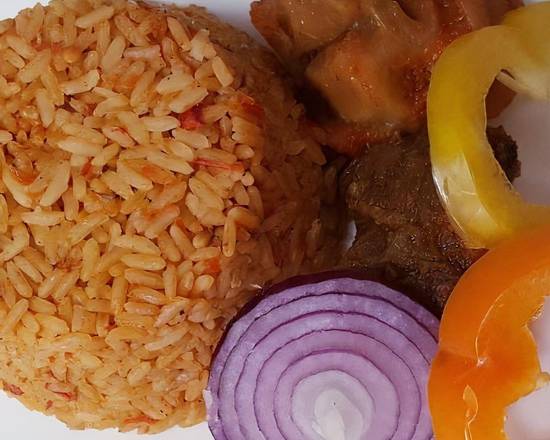 Jollof rice with Assorted meat