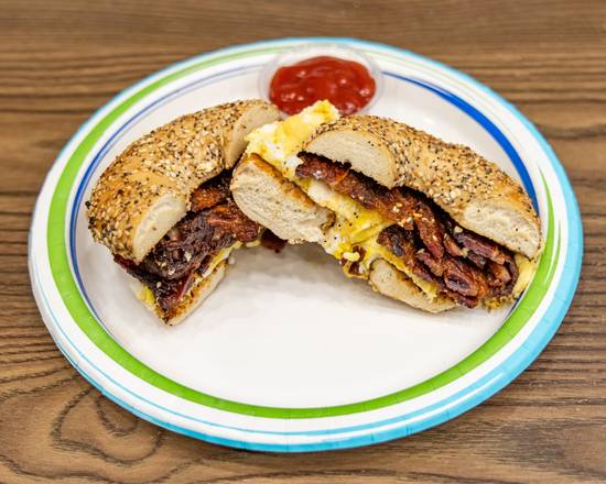 Turkey Bacon Egg Cheese on Everything Bagel