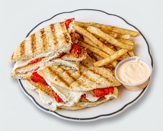 Grilled Chicken Panini with Fresh Mozzarella and Roasted Peppers