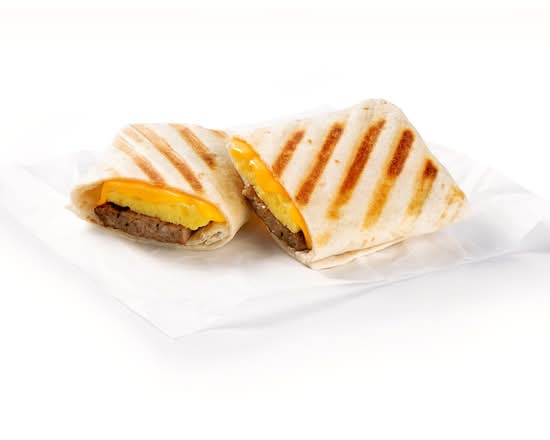 Sausage Egg and Cheese Grilled Breakfast Wrap