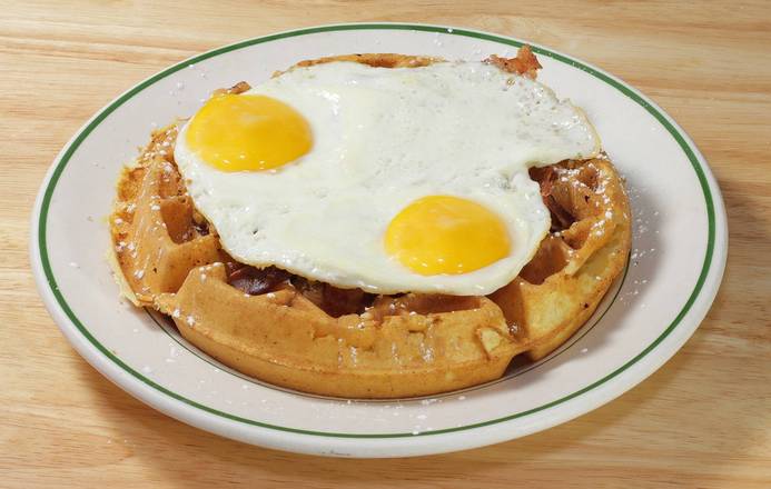Belgian Bacon Waffle With Two Eggs