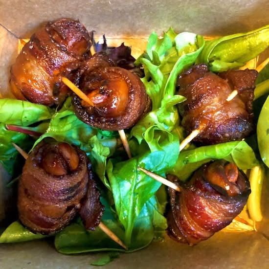 Almond Stuffed Bacon Wrapped Dates