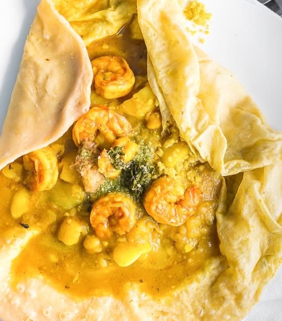 Curry Shrimp Roti Wrap