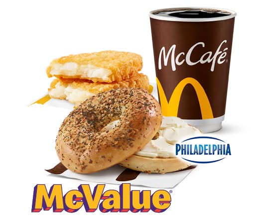 Everything Bagel w/ Reg Cream Cheese McValue Meal [540.0 Cals]